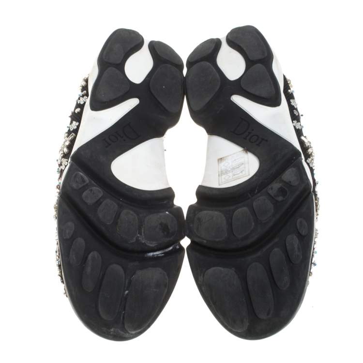 Pre Owned Dior Black Mesh Fusion Embellished Low Top Sneakers Size 40