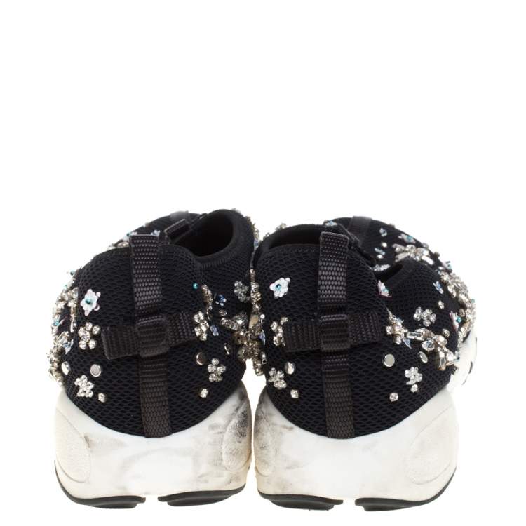 Pre Owned Dior Black Mesh Fusion Embellished Low Top Sneakers Size 40
