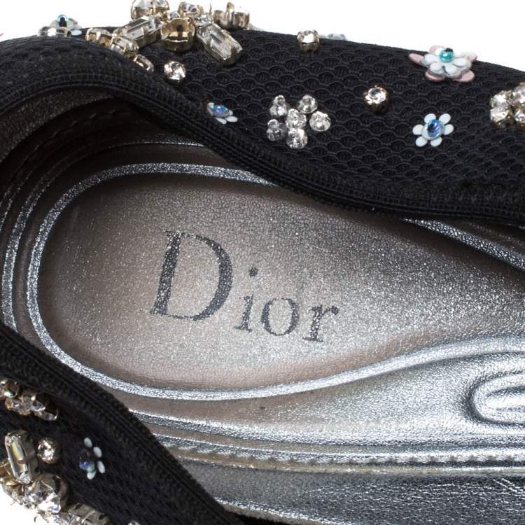 Pre Owned Dior Black Mesh Fusion Embellished Low Top Sneakers Size 40