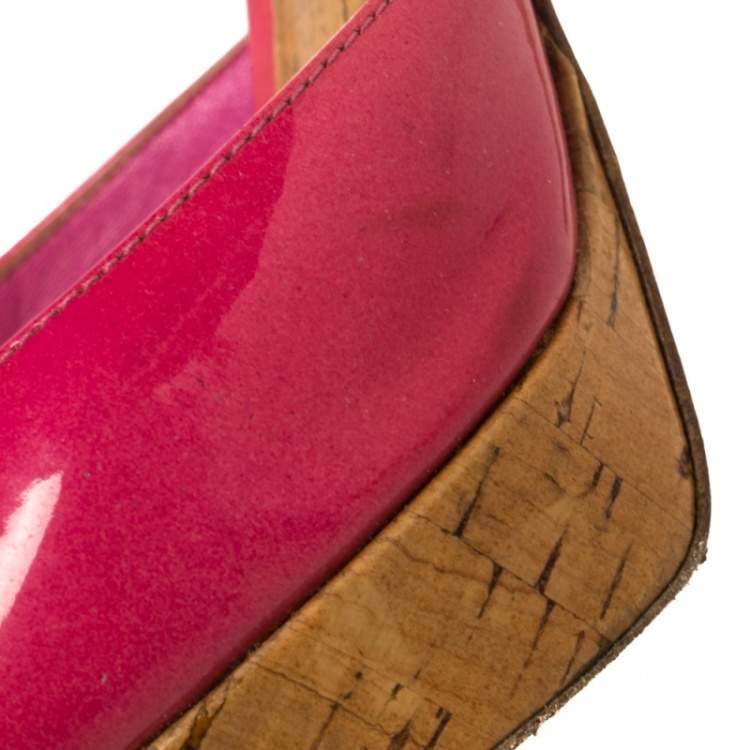 Pre Owned Dior Pink Patent Leather Bow Slingback Sandals Size 38