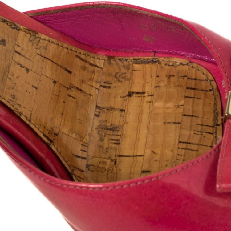 Pre Owned Dior Pink Patent Leather Bow Slingback Sandals Size 38