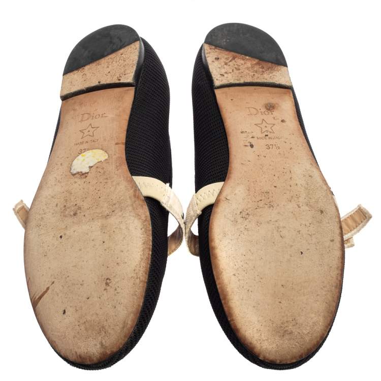 Pre Owned Dior Black Fabric  Ballerina Flat Size 37.5