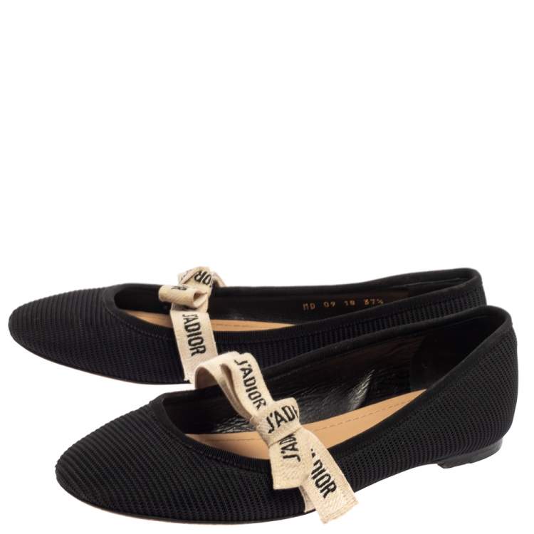 Pre Owned Dior Black Fabric  Ballerina Flat Size 37.5