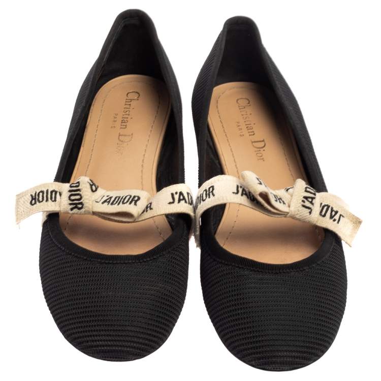 Pre Owned Dior Black Fabric  Ballerina Flat Size 37.5