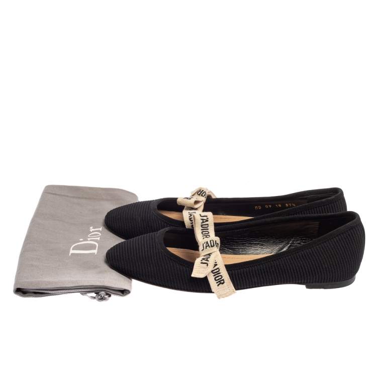 Pre Owned Dior Black Fabric  Ballerina Flat Size 37.5