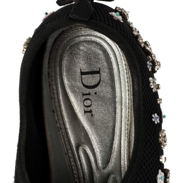 Pre Owned Dior Black  Mesh Crystal Embellished Fusion Sneakers Size 38.5