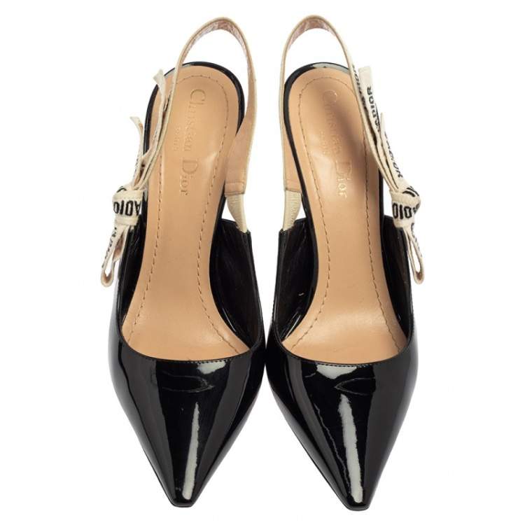 Pre Owned Dior Black Patent Leather J'Adior Slingback Sandals Size 38.5