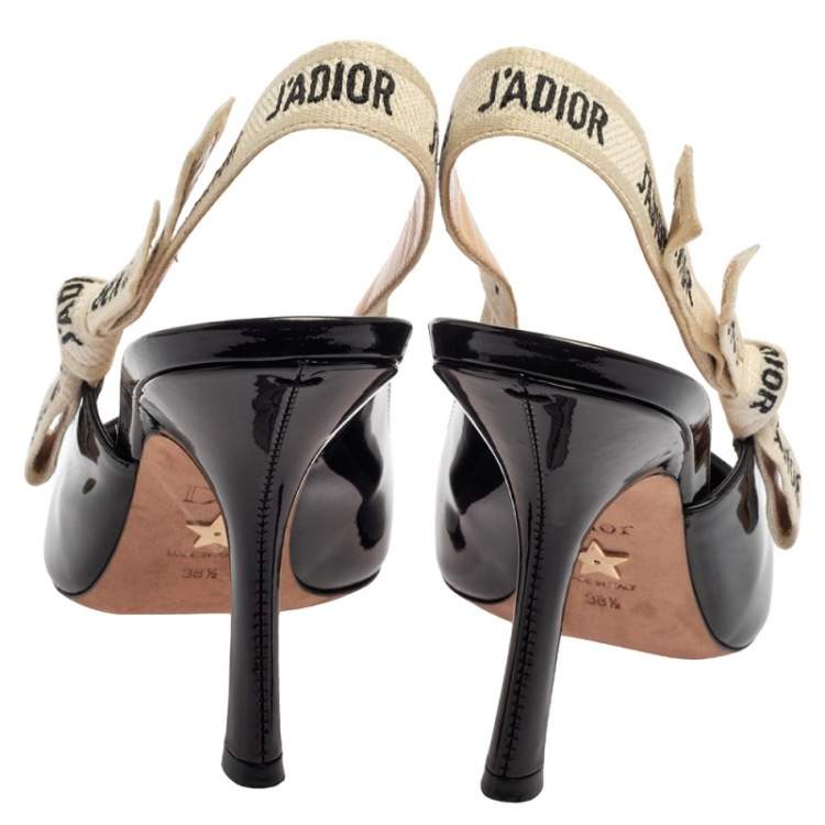 Pre Owned Dior Black Patent Leather J'Adior Slingback Sandals Size 38.5