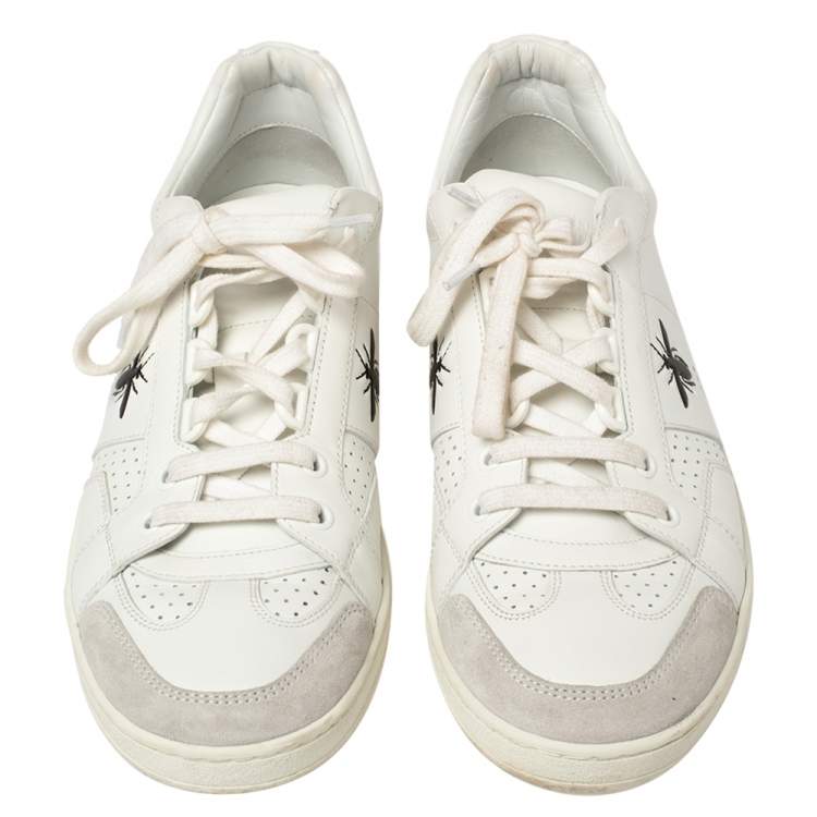 Pre Owned Dior White Suede And Leather D Bee Low Top Sneakers Size 38
