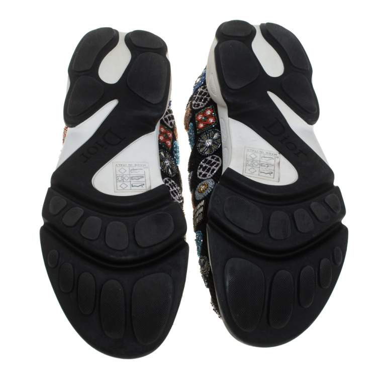 Pre Owned Dior Black Embellished Fabric Fusion Sneakers Size 38.5
