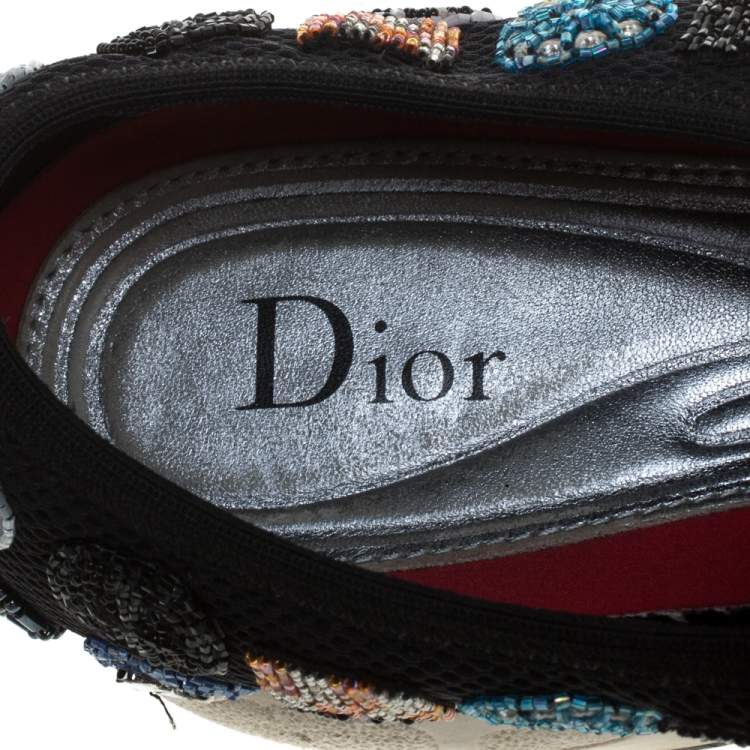 Pre Owned Dior Black Embellished Fabric Fusion Sneakers Size 38.5