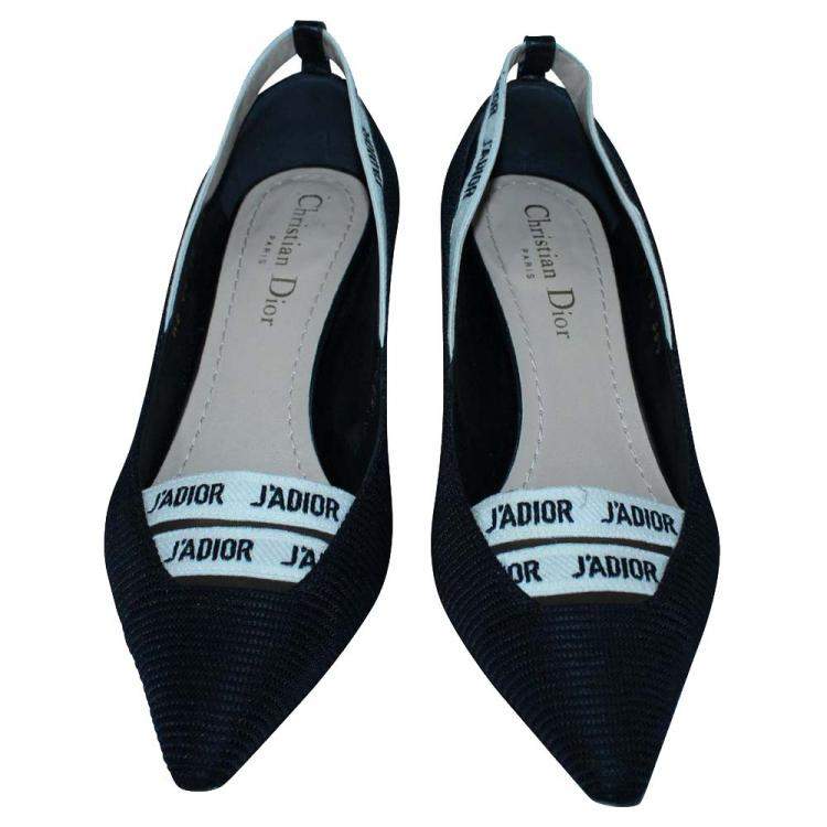 Pre Owned Dior Black Technical Fabric J'adior Ribbon Pointed Toe Pumps Size 36.5