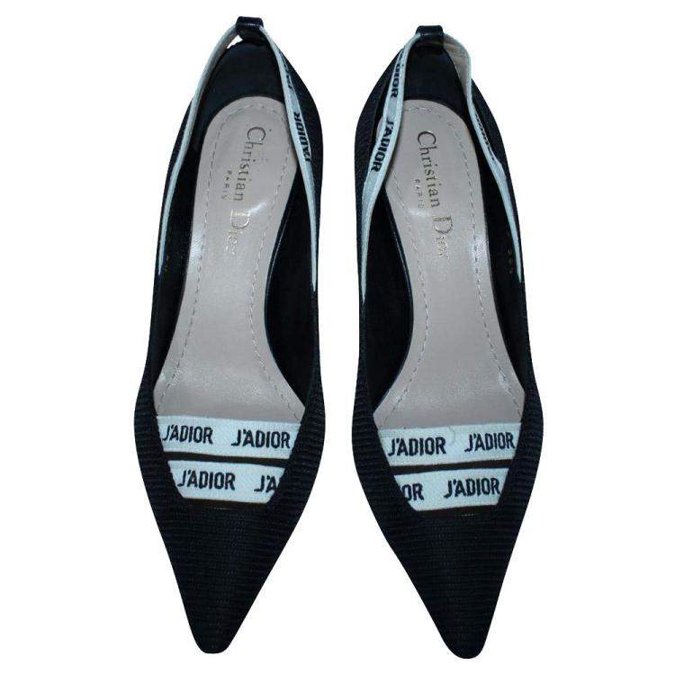 Pre Owned Dior Black Technical Fabric J'adior Ribbon Pointed Toe Pumps Size 36.5