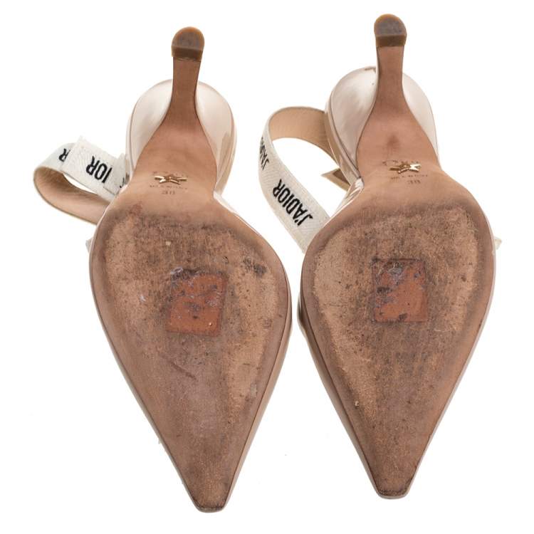 Pre Owned Dior Beige Patent Leather J'adior Slingback Sandals Size 38