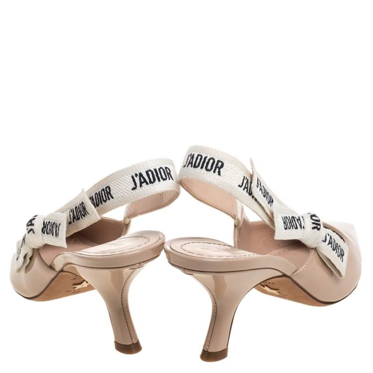Pre Owned Dior Beige Patent Leather J'adior Slingback Sandals Size 38