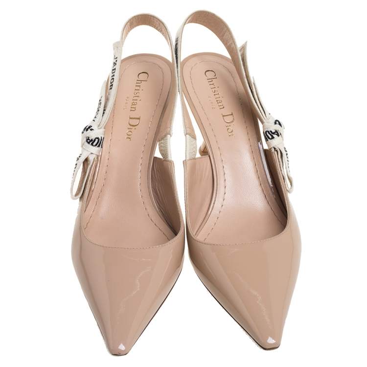 Pre Owned Dior Beige Patent Leather J'adior Slingback Sandals Size 38