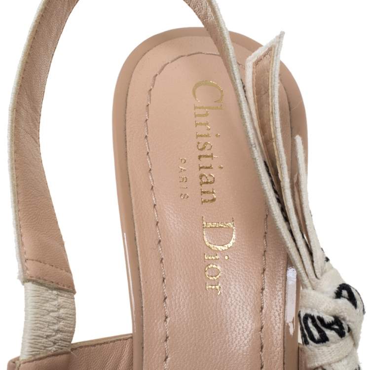 Pre Owned Dior Beige Patent Leather J'adior Slingback Sandals Size 38