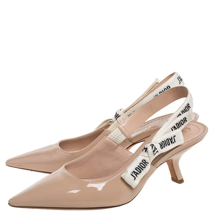 Pre Owned Dior Beige Patent Leather J'adior Slingback Sandals Size 38
