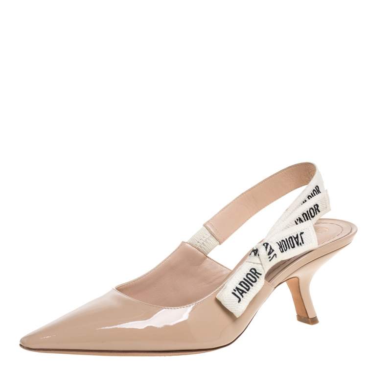 Pre Owned Dior Beige Patent Leather J'adior Slingback Sandals Size 38