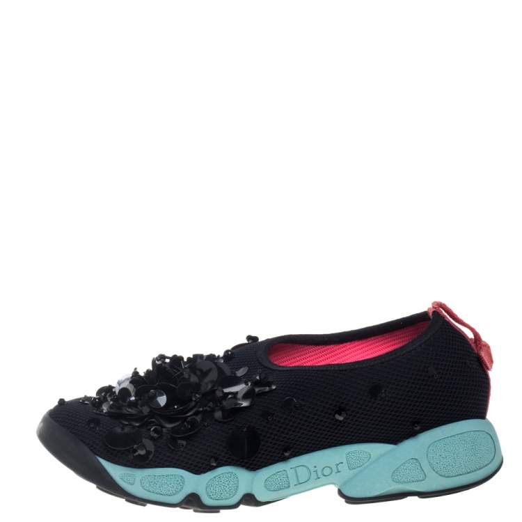 Pre Owned Dior Black Mesh Fusion Sneakers Size 35.5
