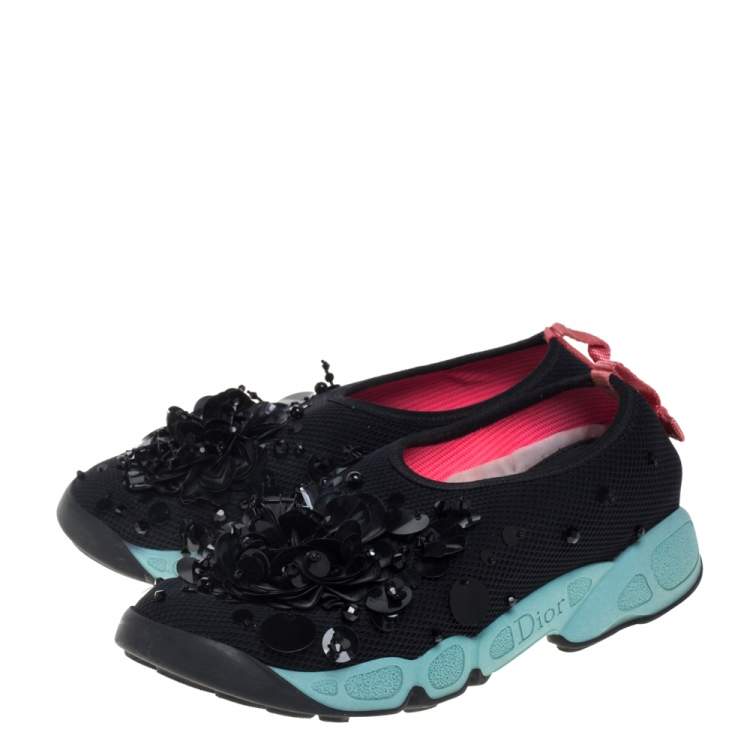 Pre Owned Dior Black Mesh Fusion Sneakers Size 35.5