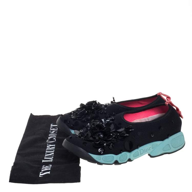 Pre Owned Dior Black Mesh Fusion Sneakers Size 35.5