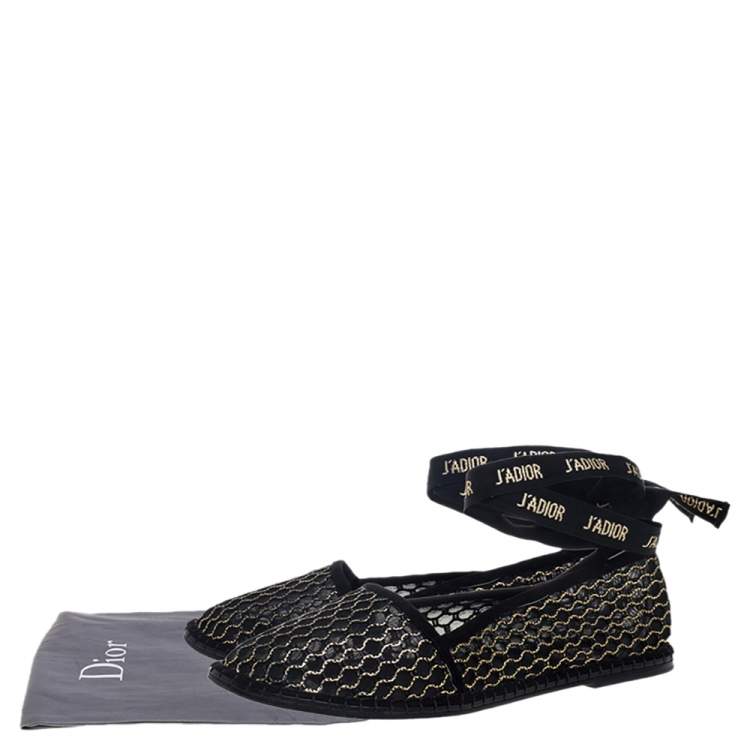 Pre Owned Dior Black Mesh And Suede Nicely D Espadrilles Size 37.5