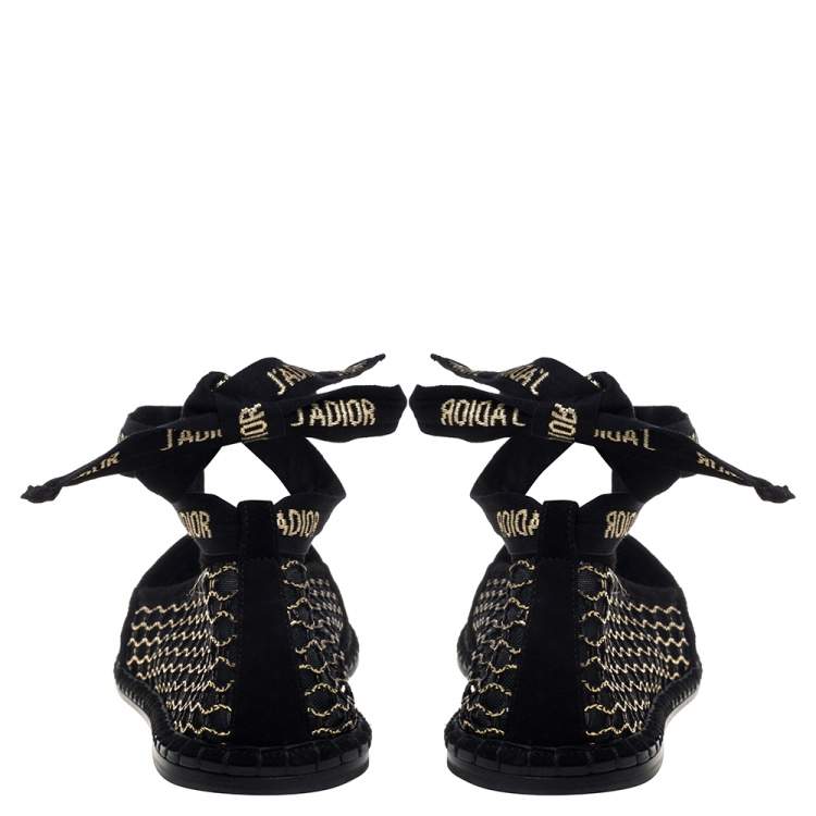Pre Owned Dior Black Mesh And Suede Nicely D Espadrilles Size 37.5