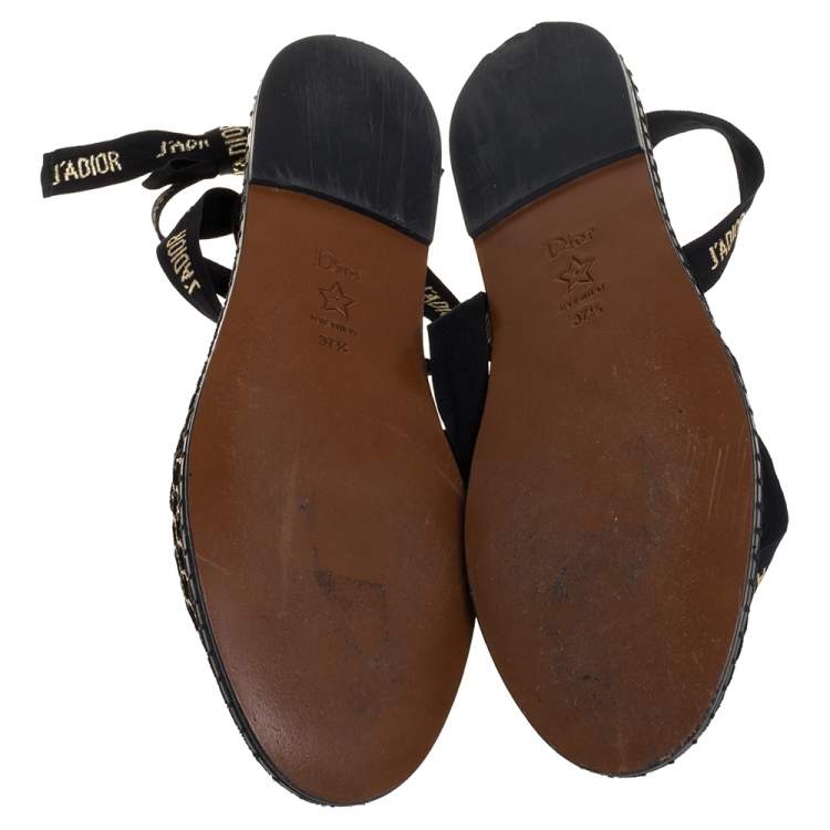 Pre Owned Dior Black Mesh And Suede Nicely D Espadrilles Size 37.5