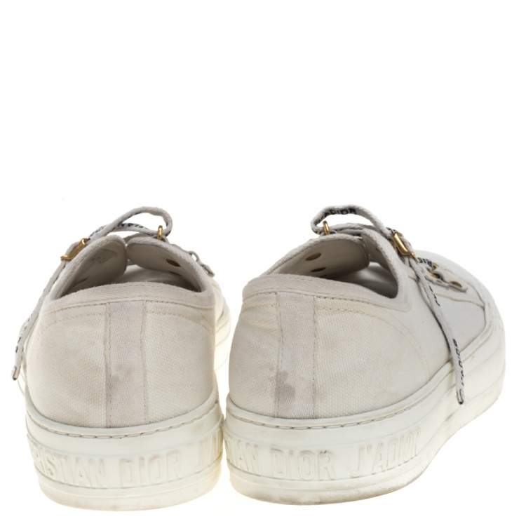 Pre Owned Dior White Canvas Walk'n'Dior Low Top Sneakers Size 38