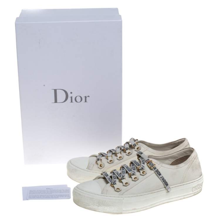Pre Owned Dior White Canvas Walk'n'Dior Low Top Sneakers Size 38