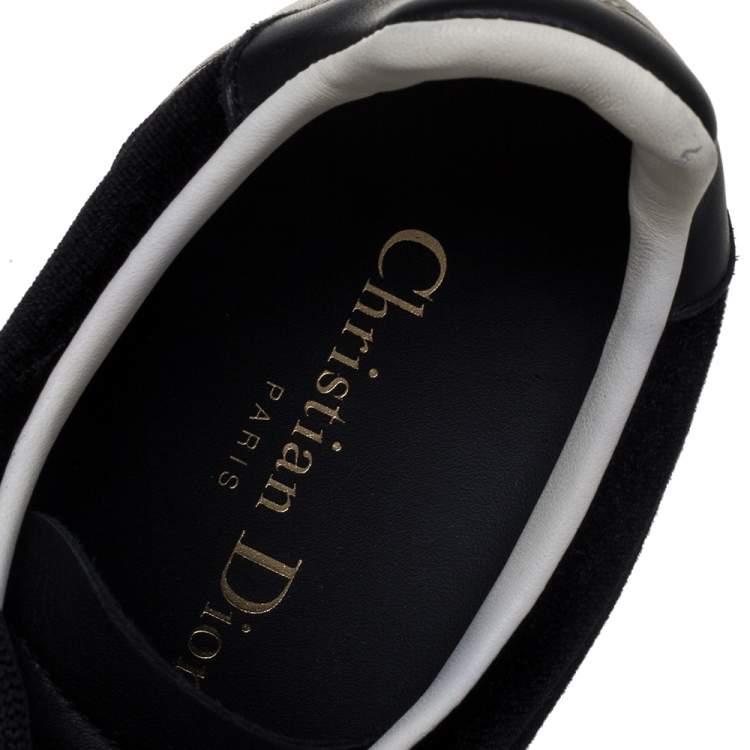 Pre Owned Dior Black/White Velvet and Leather Diorun Low Top Sneakers Size 38