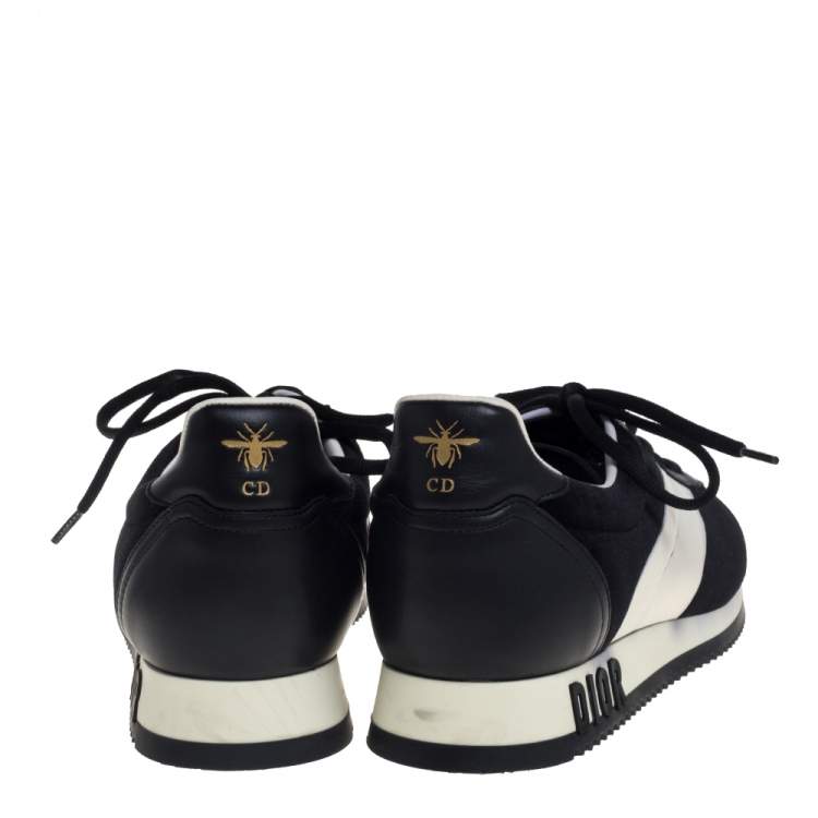 Pre Owned Dior Black/White Velvet and Leather Diorun Low Top Sneakers Size 38