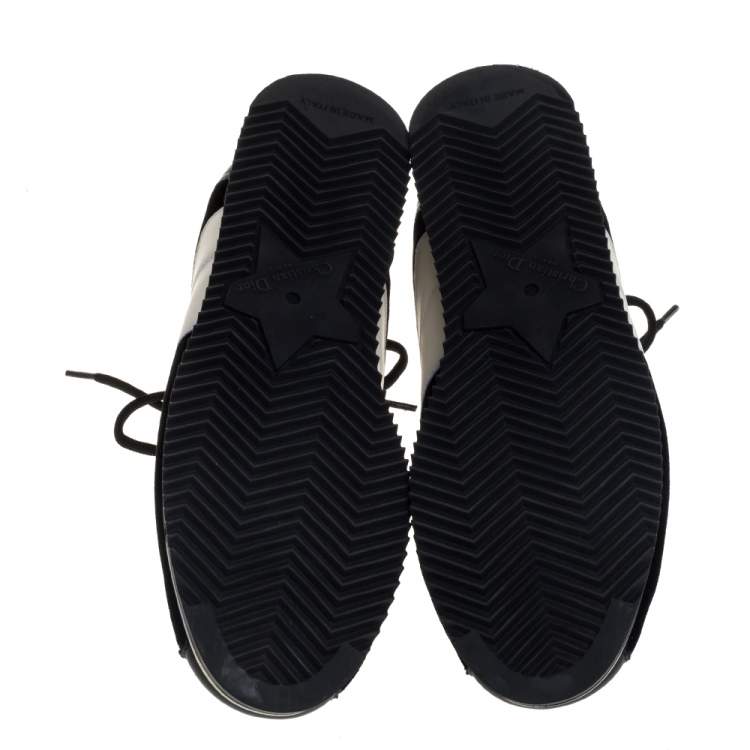 Pre Owned Dior Black/White Velvet and Leather Diorun Low Top Sneakers Size 38
