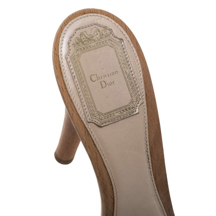 Pre Owned Dior Metallic Gold Fabric Buckle Detail Slide Sandals Size 38