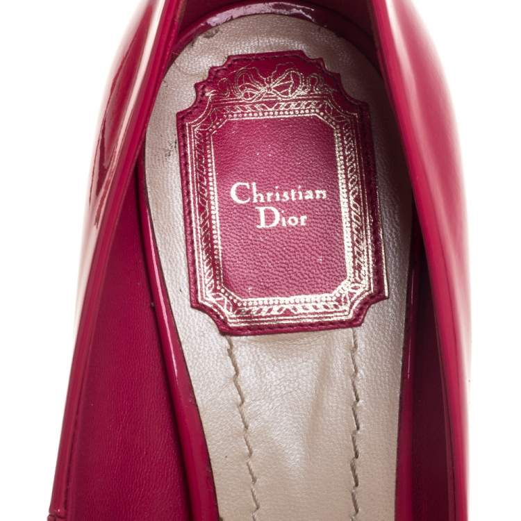 Pre Owned Dior Pink Patent Leather Miss Dior Peep Toe Platform Pumps Size 39
