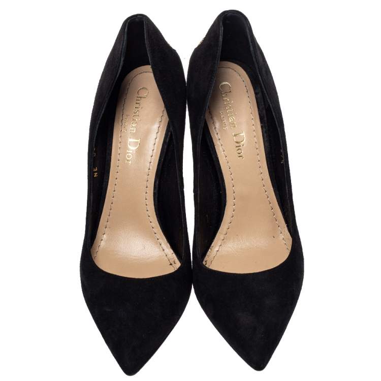 Pre Owned Dior Black Suede Amour Pumps Size 37.5