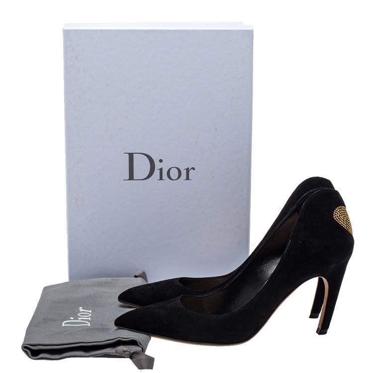 Pre Owned Dior Black Suede Amour Pumps Size 37.5