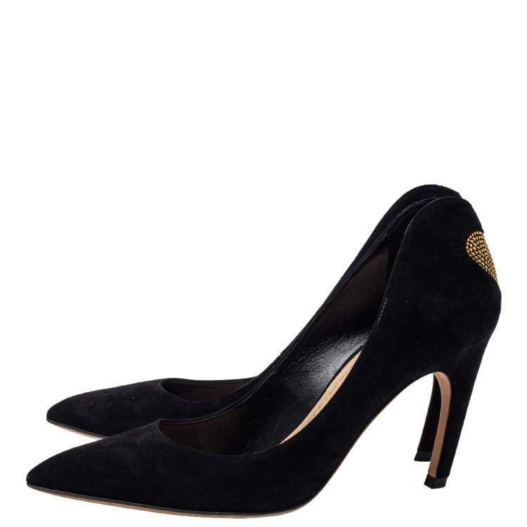 Pre Owned Dior Black Suede Amour Pumps Size 37.5
