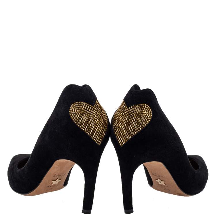 Pre Owned Dior Black Suede Amour Pumps Size 37.5