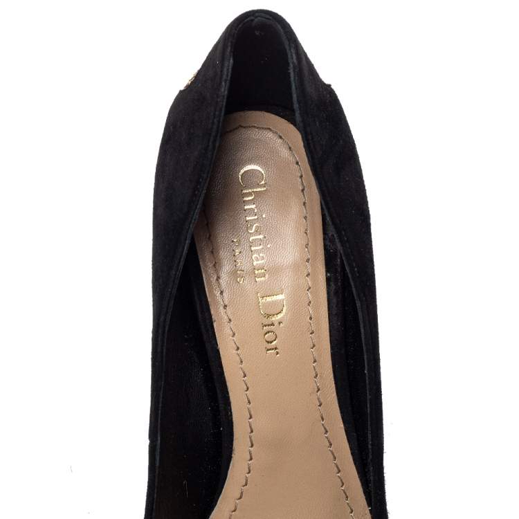 Pre Owned Dior Black Suede Amour Pumps Size 37.5