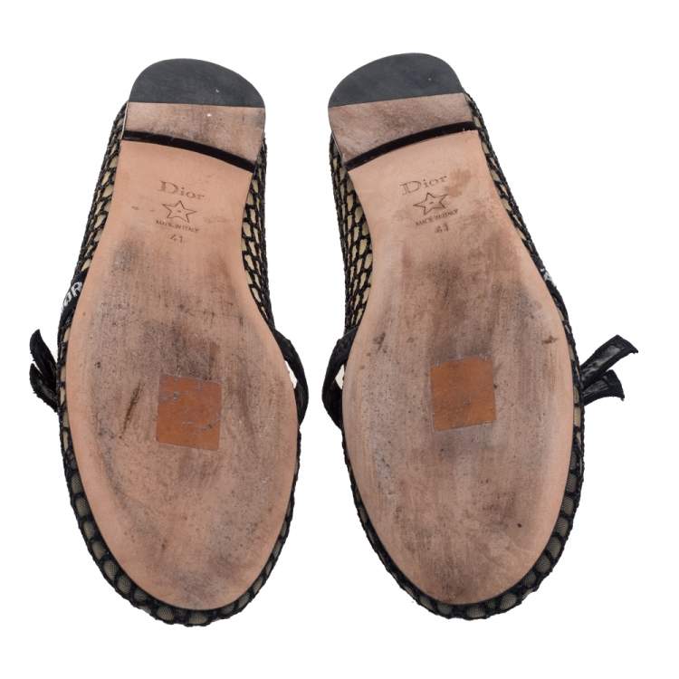 Pre Owned Dior Black Mesh Miss J'Adior Flats Size 41