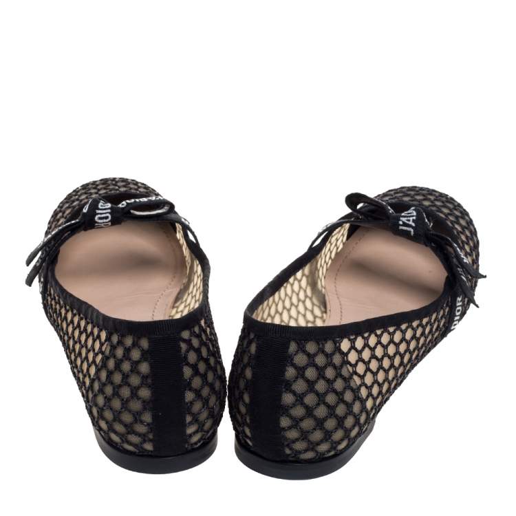 Pre Owned Dior Black Mesh Miss J'Adior Flats Size 41
