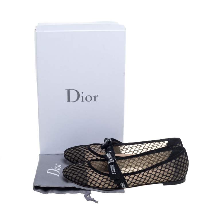 Pre Owned Dior Black Mesh Miss J'Adior Flats Size 41