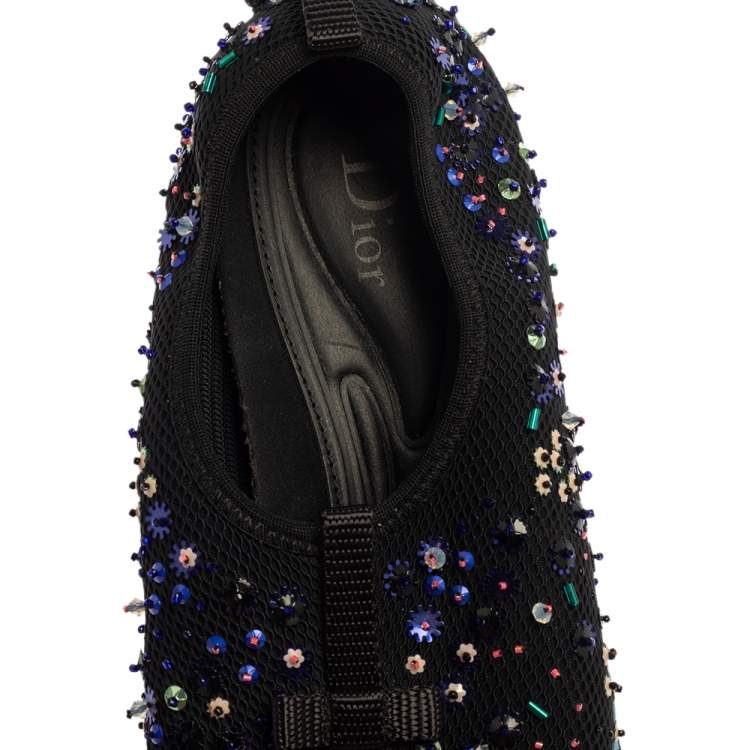 Pre Owned Dior Black Mesh Fusion Embellished Sneakers Size 37