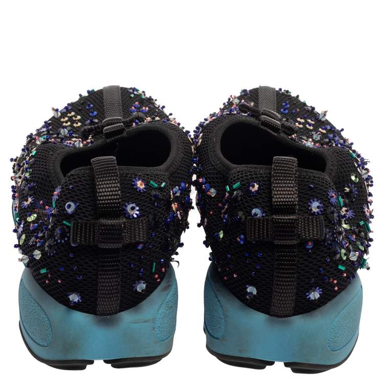 Pre Owned Dior Black Mesh Fusion Embellished Sneakers Size 37
