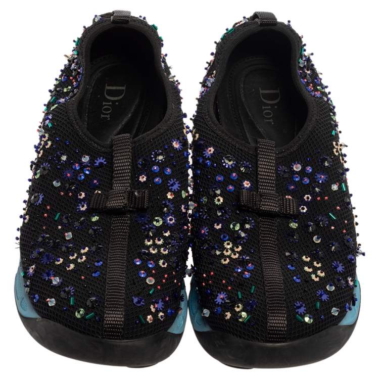Pre Owned Dior Black Mesh Fusion Embellished Sneakers Size 37