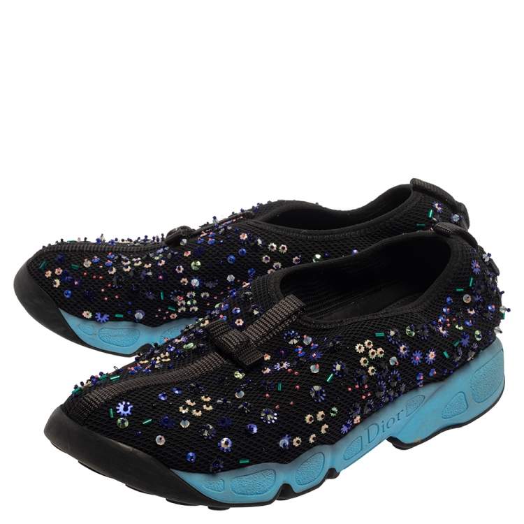 Pre Owned Dior Black Mesh Fusion Embellished Sneakers Size 37