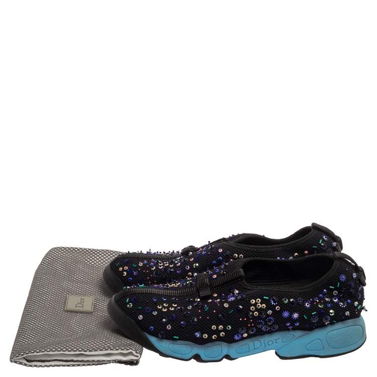 Pre Owned Dior Black Mesh Fusion Embellished Sneakers Size 37
