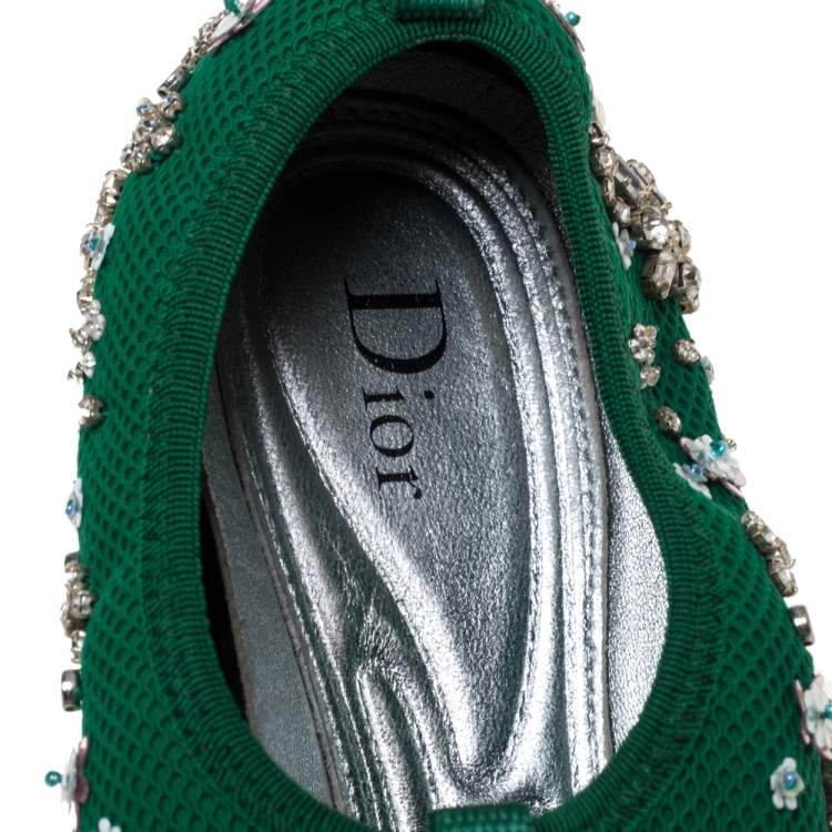 Pre Owned Dior Green Mesh Fusion Low Top Sneakers Size 37